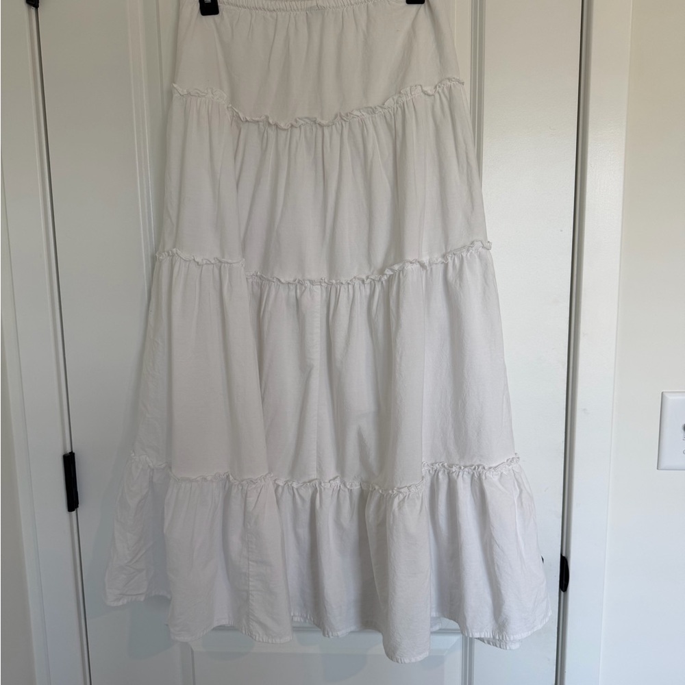 Wild Fable White Tiered Flowey Maxi Skirt Small - Picture 4 of 4